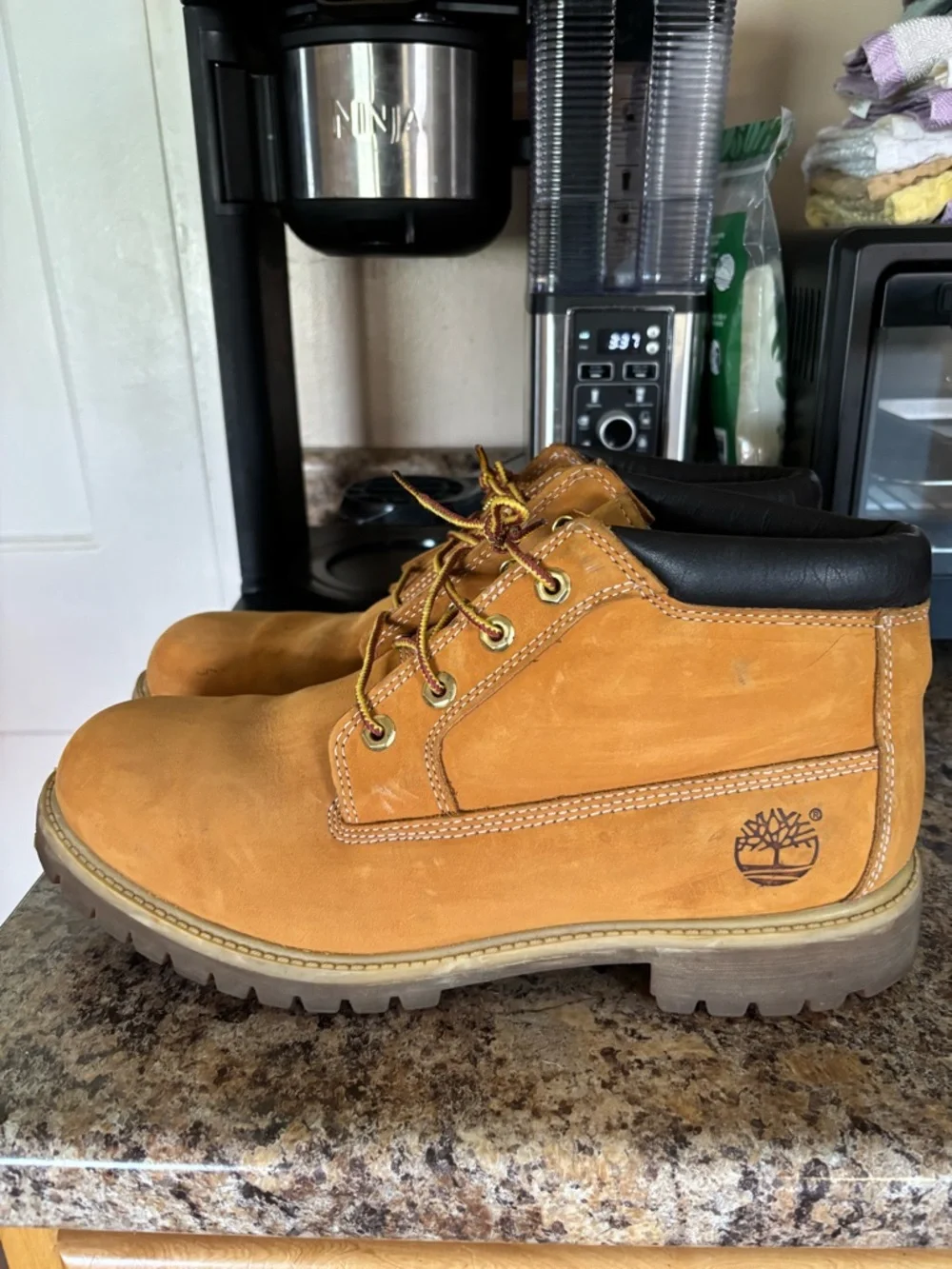 Timberland Wheat Nubuck Waterproof Lace-Up Work Boots - Picture 3 of 16